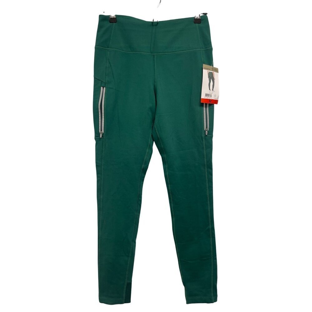 Mondetta High Waist Active Green Legging Moisture Wicking Reflective Zippers Med